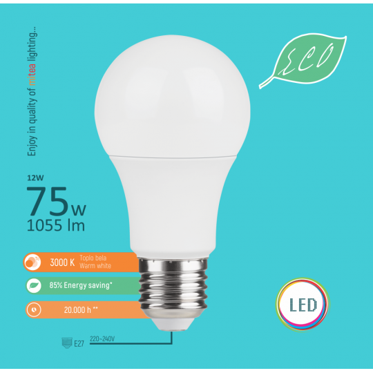 LED sijalica A60 ECO E27 12W 3000K