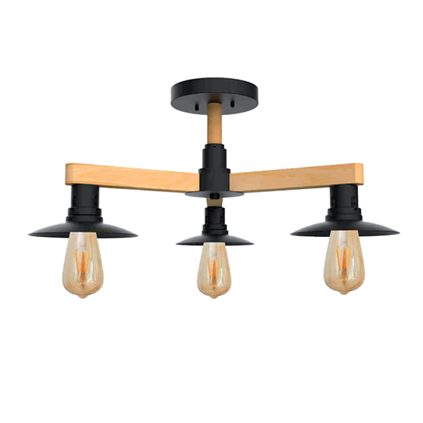 Plafonska svetiljka Phil 3xE27 crna-drvo